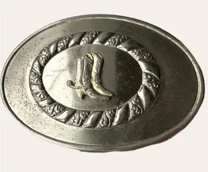 Vtg Belt Buckle Cowboy Boots Nickel Plated 90’s Western Rodeo Cowgirl Silver‌ thumbnail 1