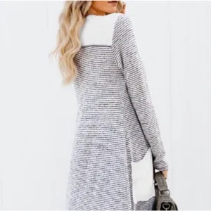 By Together Cardigan Women S Cream Striped Longline Boho Pockets RJ950 Button Up thumbnail 2
