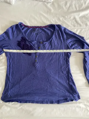 Vintage Nine West purple long sleeve top with dark purple floral embroidery on the chest, size XL #floral #embroidered #vintage thumbnail 4