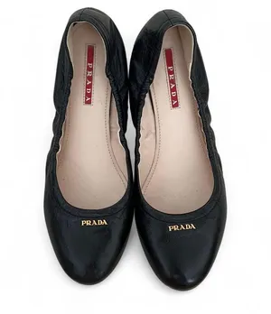 Prada Black Leather Ballet Flats Timeless Design thumbnail 1
