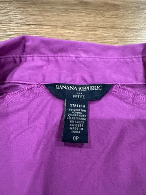 BANANA REPUBLIC Vintage Y2k Plum Purple Button Up Short Sleeve Blouse | Size 0P thumbnail 2