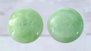 Vintage Clip On Earrings 1" Bright Green - Slightly Swirly - Retro Statement thumbnail 1