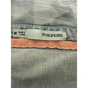 maurices Women's Blue Solid Denim Collared Long Sleeve Button-Up Shirt M thumbnail 5