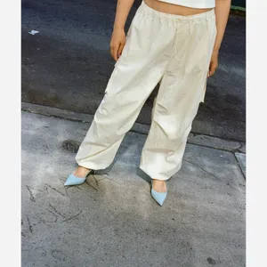 Rewash Cream Cargo parachute Pants Oversized Wide Leg Gorpcore Utility Size M thumbnail 4