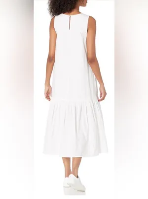 The Drop IIana 100% Cotton White‎ Midi/Maxi Wide Hem Poplin Dress Feminine MED thumbnail 3
