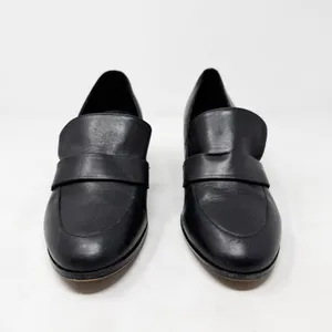 [Kurt Geiger London] Black Raquel Block Heel Leather Loafers Chain Sz 39 US 8.5 thumbnail 2