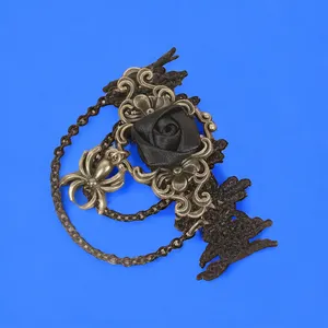 1pc‎ Retro Style Gothic Black Rose Lace Tassel Bracelet Spider Rose Bracelet thumbnail 4