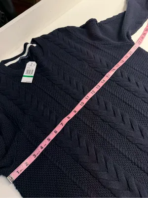 NWT Nautica sweater grandpa fisherman 100% cotton cable knit blue large preppy thumbnail 5
