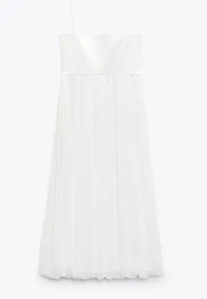 Zara NWT White Combination MIDI DRESS. Size Large. thumbnail 4