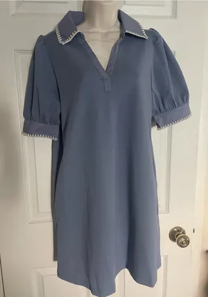 Betsey’s Boutique Shop Puff Sleeve Dress with Contrast Trim thumbnail 1