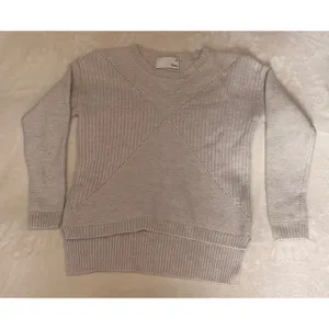 Wilfred Free Isabelli Sweater Aritzia Merino Wool Gray Ribbed Knit High Low XS thumbnail 3