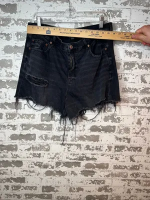 American Eagle | women black distressed relaxed short thumbnail 7