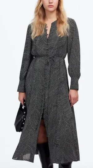 Madewell Tie-Waist Midi Dress in Dot Black‎ White sizs S NWT thumbnail 1