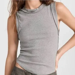 We The Free Late Sleeveless Ribbed Tank Top - Gray thumbnail 1