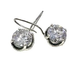 SILPADA Sterling Silver Faceted Round Cut Cubic Zirconia Center Stage Earrings thumbnail 2