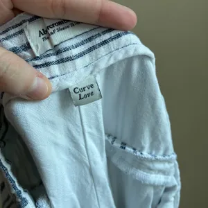 Abercrombie & Fitch Curve Love Sloane Tailored Pant 32 Blue White Stripe Women thumbnail 7