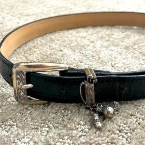 Vintage Brighton Black Leather Belt With Golf Bag and Charms Buckle Small thumbnail 2