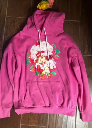 Strawberry Shortcake Pink Hoodie Sweater Womens Size Small thumbnail 1