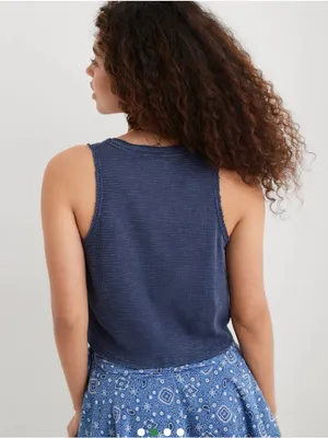 Aerie Sunspun Waffle Cropped Tank Top thumbnail 3