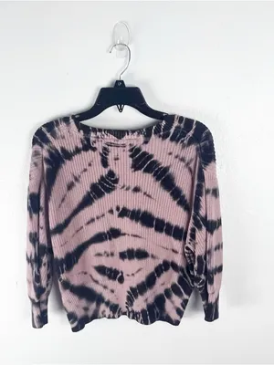 YFB Tie Dye Long Puff Sleeves Cropped Ribbed Knit Sweater Large Boho Casual thumbnail 2