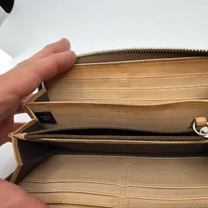 Coach Zip Around Brown Signature C Canvas Leather Wallet thumbnail 4