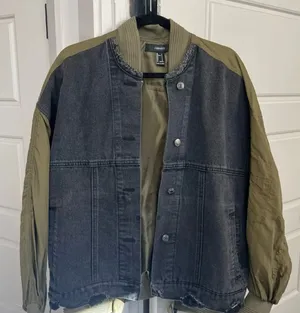 Mixed Fabric Oversized Distressed Jacket, size Small thumbnail 4