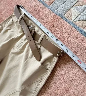 Original Design High Rise Culottes Wide Leg Cropped Pants Beige Women M thumbnail 3