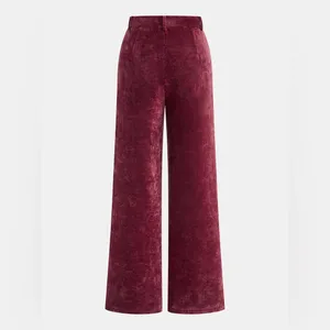 CoMMENSE Velvet Pocket Straight-Leg Pants COLOR - Burgundy, size Small NWT thumbnail 2