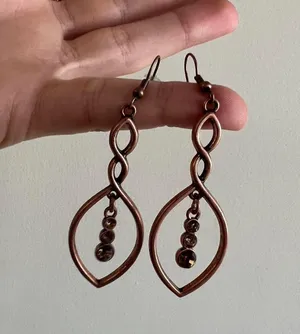 Bronze Metallic Dangle Earrings Gold thumbnail 2