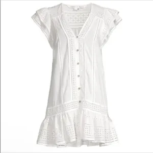 Veronica Beard Lorraine Eyelet Cotton Mini‎ Dress M thumbnail 3
