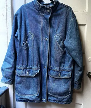vintage 80s Womens Chore Denim Jacket S Boho Festival Barn Farm w/yellow spots thumbnail 1