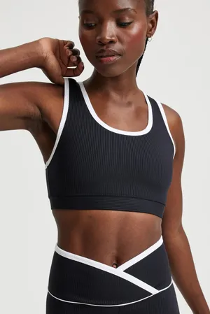 Year of Ours Black Ribbed Gym Bra Classic Racerback Active NWT XL thumbnail 1
