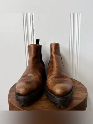 Prada Monolith Brown Leather Chunky Platform Chelsea Boots size 37 thumbnail 2