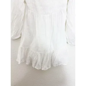 Revolve L*SPACE Winslet Dress Size Large Ivory Smocked Long Sleeve Boho thumbnail 10