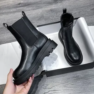 Nwot women boots rain black platform shoes winter warm ankle 6 no box thumbnail 2