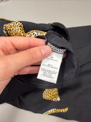 Peach Wide Leg Black Pants with Cheetah / Leopard Big Cat Print Satin Feel NWT thumbnail 9