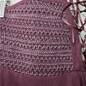 Y2K Hollister Beaded Babydoll Tiered Halter Top Womens L Burgundy Fairycore thumbnail 7