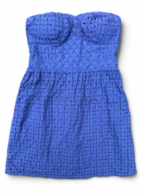 American Eagle Outfitters Strapless Eyelet Dress - Royal Blue thumbnail 1