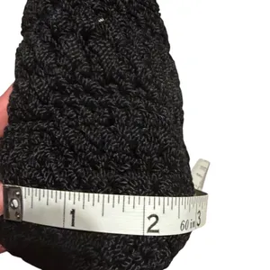The Sak Black Crochet Shoulder Bag Woven Knit Tote Zip Top Boho Purse 90's Y2K thumbnail 9