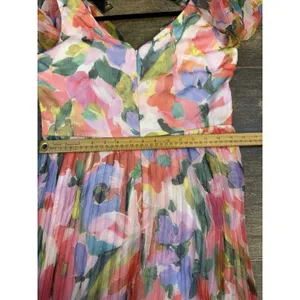 Betsy And Adam Women Watercolor Floral V-Neck Long-Sleeve Dress Pleated Size 10 thumbnail 10