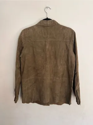 Sezane Camel Suede Goat Leather Will Jacket Olive Green Size Small thumbnail 6