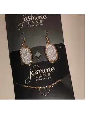 Jasmine Lane Gold Tone and Silver Earrings and Necklace Set thumbnail 3