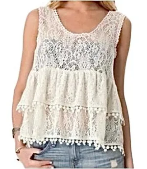 Free People tiered lace tank top thumbnail 1