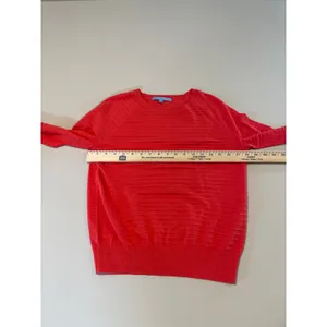 Antonio Melani Lightweight Sweater Size S Orange Sheer Stripe 100 Percent Cotton thumbnail 4