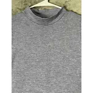 Ruby Ribbon L Gray Mock Neck Sleeveless Tunic Top Striped Stretch Minimalist thumbnail 2