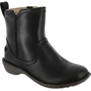 UGG Neevah short boot‎ black leather Shearling lined size 7 thumbnail 1