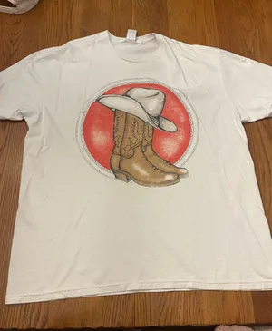 White Graphic Cowboy Boots & Hat Tee thumbnail 1