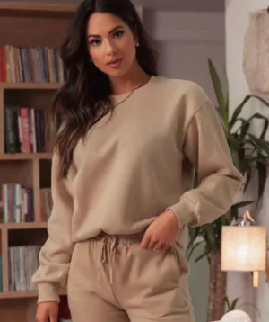 Miss Lola Cozy Feels Crewneck Sweater Tan Natural M thumbnail 2