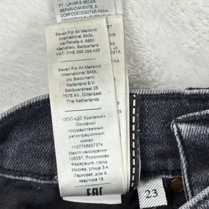 7 For All Mankind Luxe Vintage High‎ Rise Flare Jeans Black 23 Distressed Hem thumbnail 13