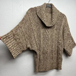 Leo & Nicole Cowl Neck Dolman Sleeve Sweater Womens Small Y2K Cropped Chunky thumbnail 7
